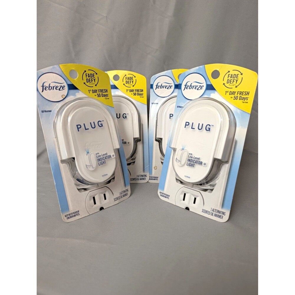 Febreze Plug Plug-In Scented Oil Warmer White Indicator Light Fade Defy 4 Pack